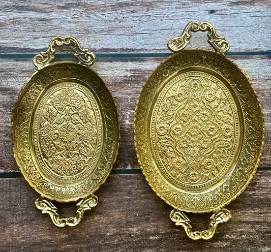 Brass tray platter | set of 2